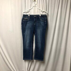 Love Indigo Embroidered Cropped Jeans Womens Size 12 Blue Denim Pants